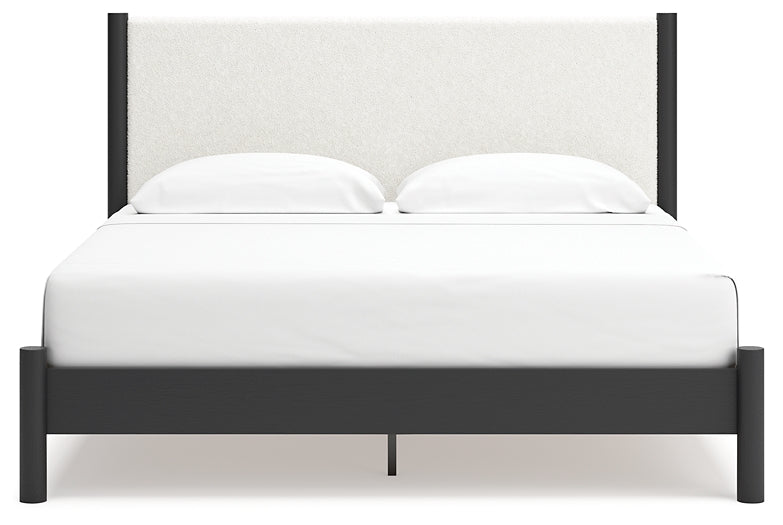 Cadmori King Upholstered Panel Bed with 2 Nightstands