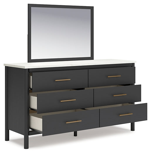 Cadmori Queen Upholstered Panel Bed, Dresser, Mirror, Chest and Nightstand