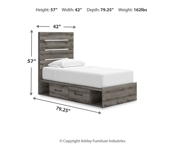 Graystorm Twin Panel Storage Bed, Dresser and Mirror