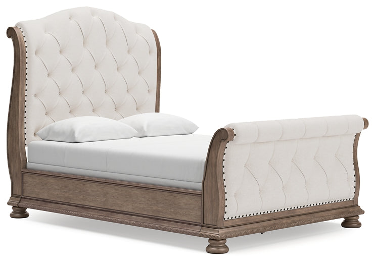 Ardenfield Queen Upholstered Sleigh Bed, Dresser, Mirror, Chest and Nightstand