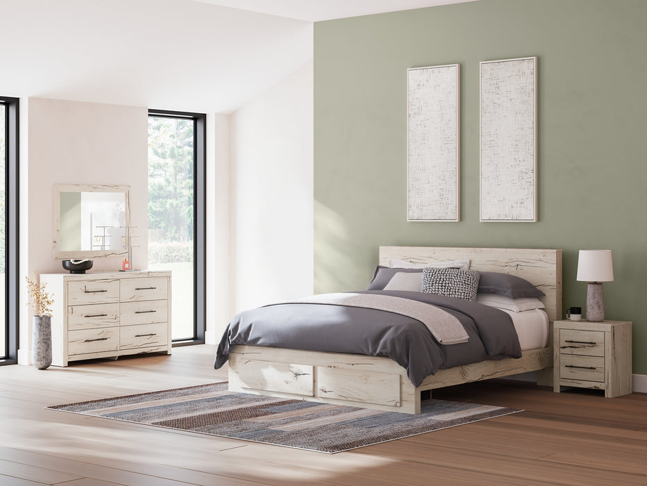 Lawroy King Panel Storage Bed, Dresser, Mirror and Nightstand