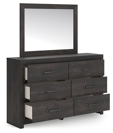 Hollivern Full Panel Bed with Storage, Dresser, Mirror and Nightstand