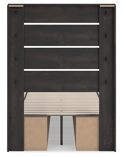 Hollivern Twin Panel Bed with Storage, Dresser, Mirror and Nightstand