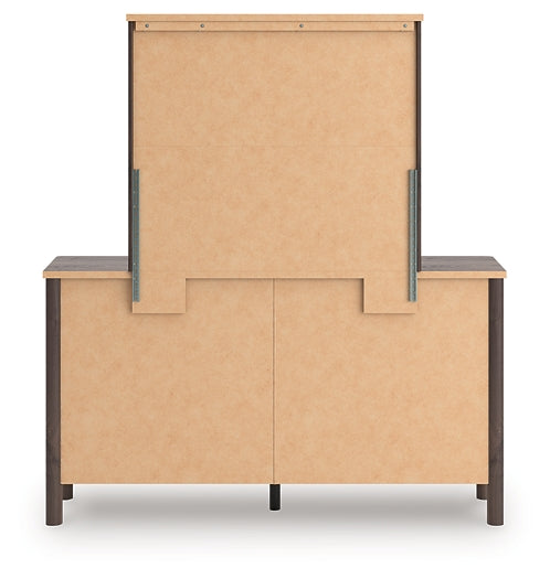 Pamytta King Upholstered Panel Platform Bed, Dresser and Mirror