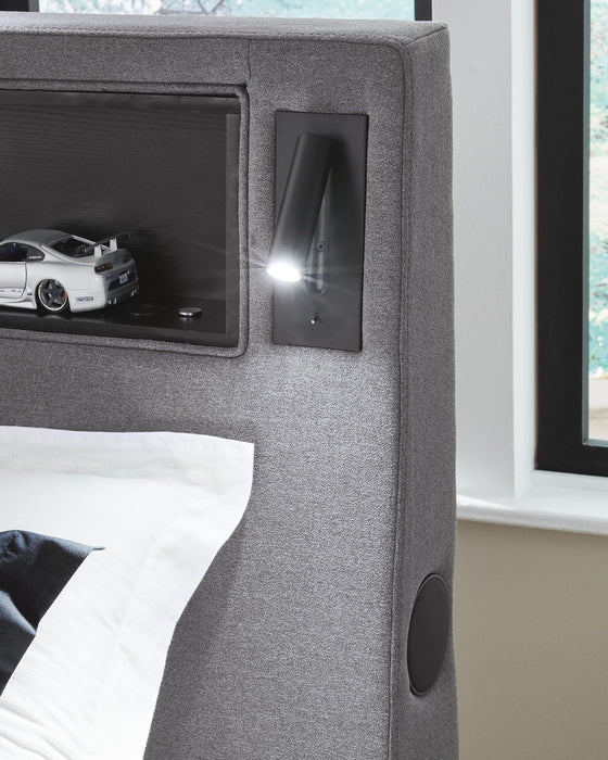 Verishaw Twin Upholstered Bed with Wireless Audio