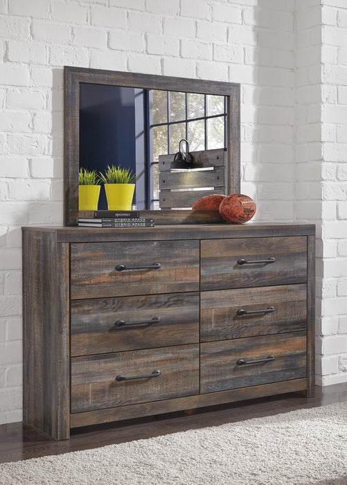 Drystan Queen Bookcase Bed with 4 Storage Drawers with Mirrored Dresser