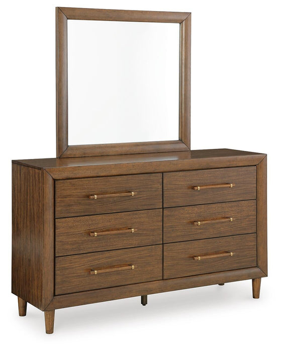 Lyncott Queen Upholstered Panel Bed, Dresser, Mirror, Chest and Nightstand