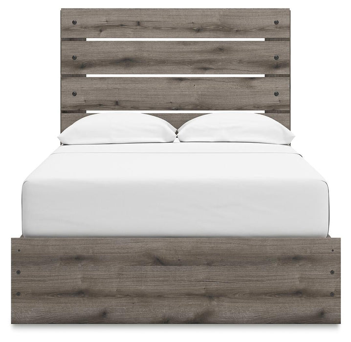 Graystorm Full Panel Bed with Storage, Dresser, Mirror and Nightstand