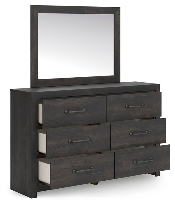 Hollivern Twin Panel Bed with Storage, Dresser, Mirror and Nightstand