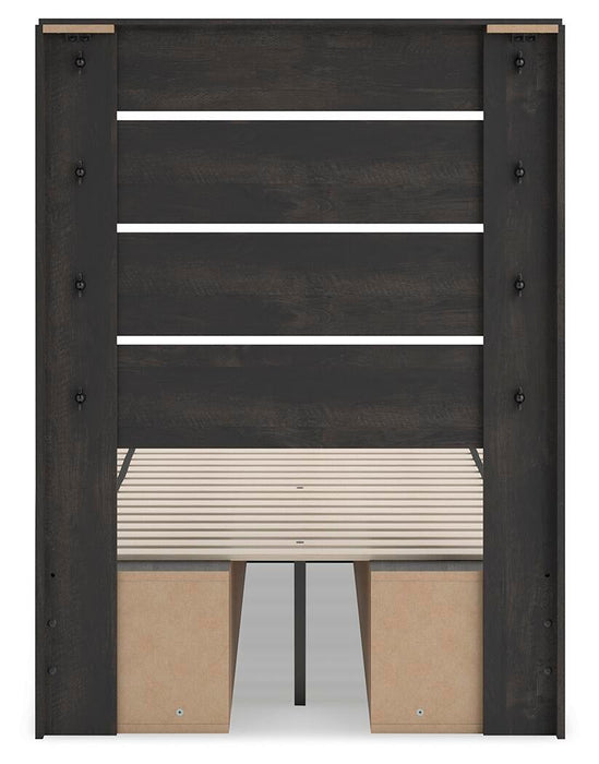 Hollivern Twin Panel Bed with Storage, Dresser, Mirror and Nightstand
