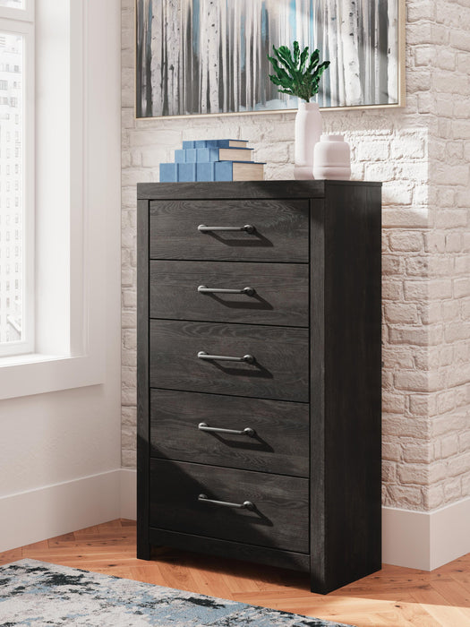 Hollivern Full Panel Bed, Dresser, Mirror, Chest and Nightstand