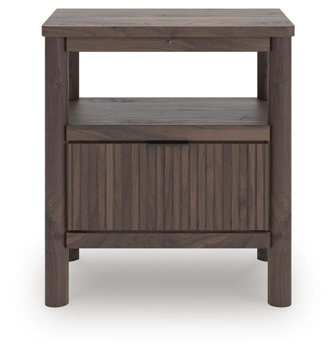 Pamytta Queen Upholstered Panel Platform Bed, Dresser, Mirror, Chest and Nightstand