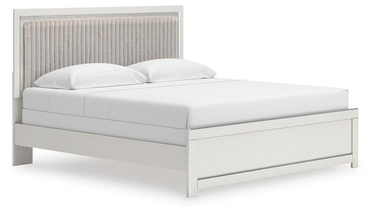 Zuraleus King Upholstered Panel Bed, Dresser, Mirror, Chest and Nightstand