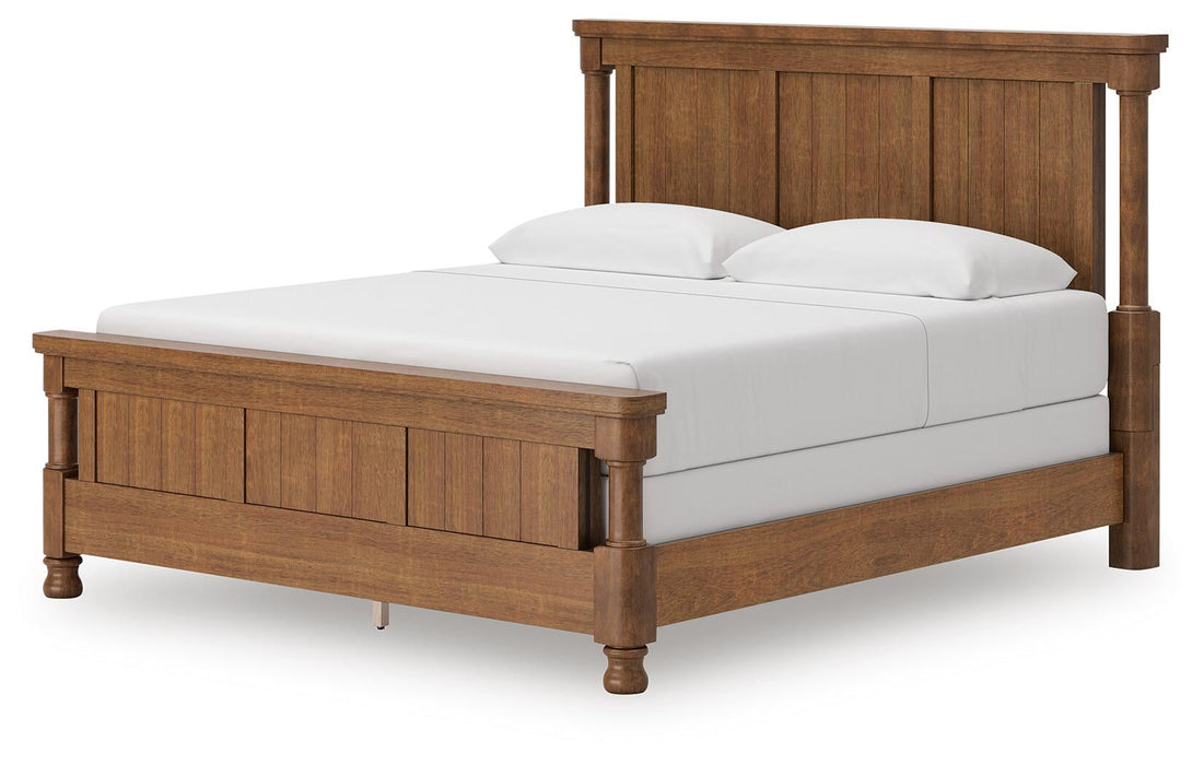 Rowlenstown King Poster Bed with Mirrored Dresser and Nightstand