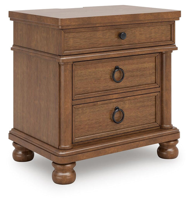 Rowlenstown King Poster Bed with Mirrored Dresser and Nightstand