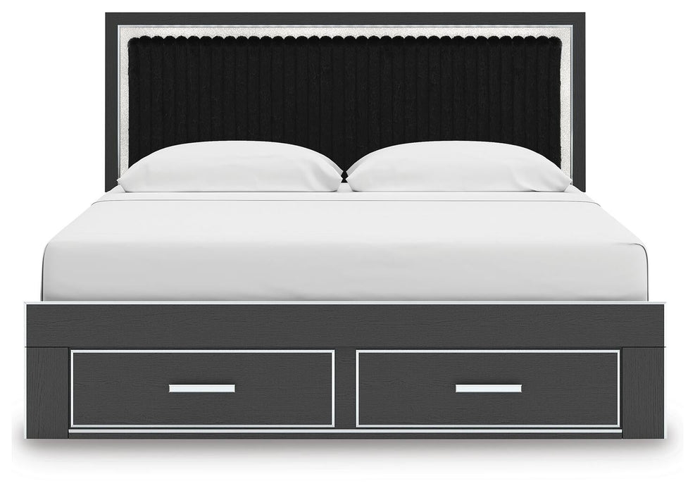 Zuraleus King Upholstered Panel Storage Bed