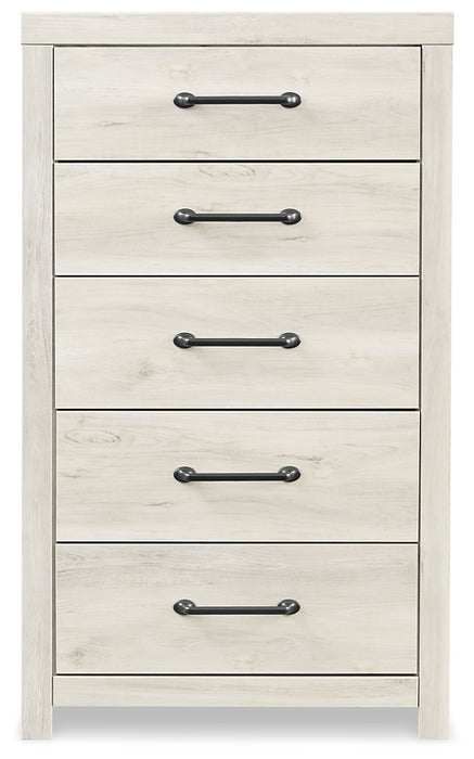 Cambeck Twin Panel Bed with 4 Storage Drawers with Mirrored Dresser and Chest
