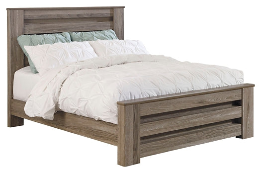 Zelen Queen Panel Bed with Mirrored Dresser, Chest and 2 Nightstands