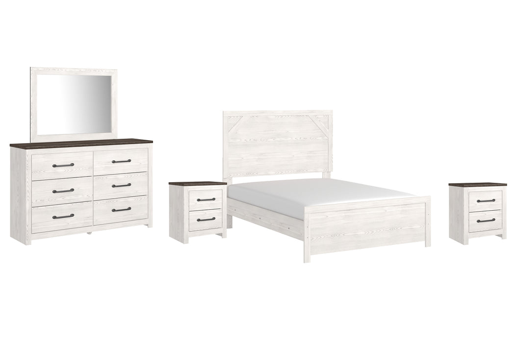Gerridan Full Panel Bed with Mirrored Dresser and 2 Nightstands