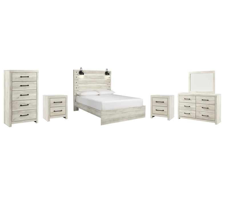 Cambeck Queen Panel Bed with Mirrored Dresser, Chest and 2 Nightstands