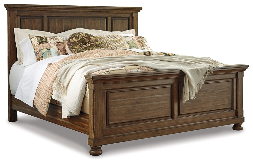 Flynnter Queen Panel Bed with Mirrored Dresser and Chest