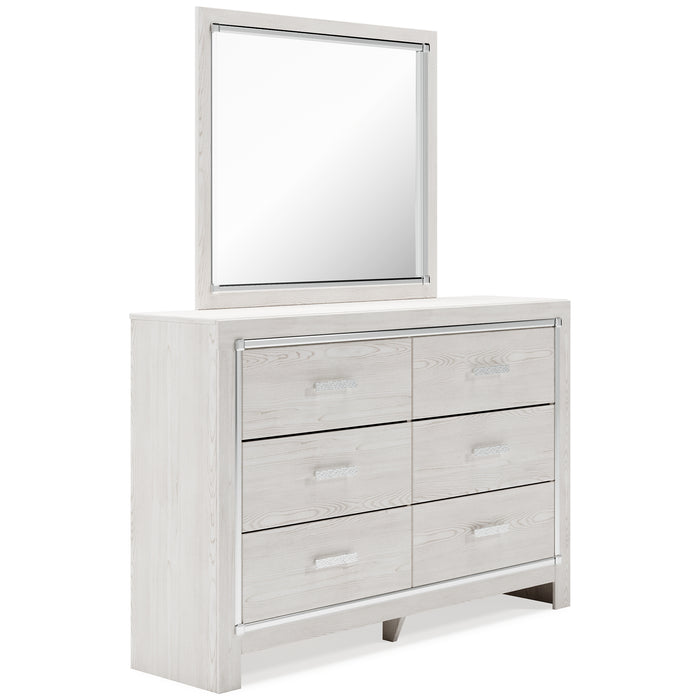 Altyra Queen Bookcase Headboard with Mirrored Dresser, Chest and Nightstand