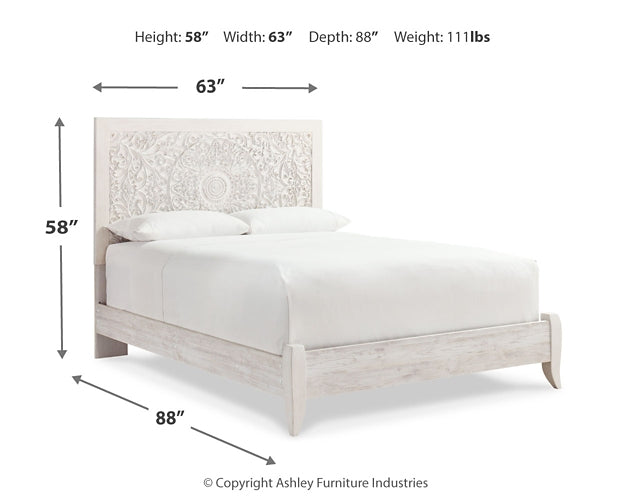 Paxberry Queen Panel Bed with Mirrored Dresser